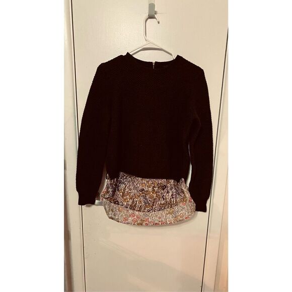 J. Crew Shirttail Sweater Liberty Print Wool Silk Blend Womens SZ M - Picture 2 of 10